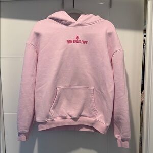 PINK Victoria's Secret Light Pink Hoodie with Fuchsia Palm Logo